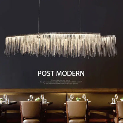 Modern gold led tassel chandelier pendant light for living room