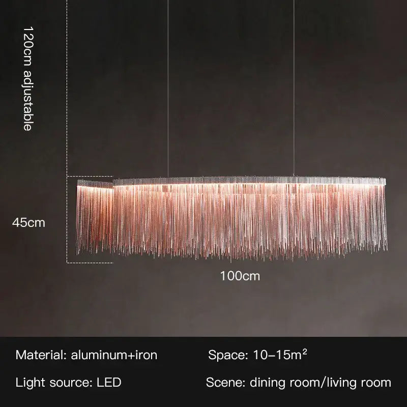 Modern gold led tassel chandelier pendant light for living room