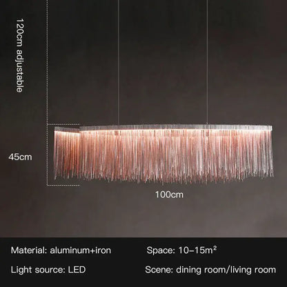 Modern gold led tassel chandelier pendant light for living room