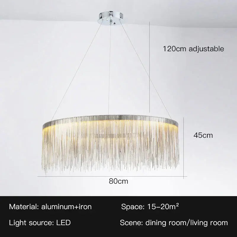 Modern gold led tassel chandelier pendant light for living room
