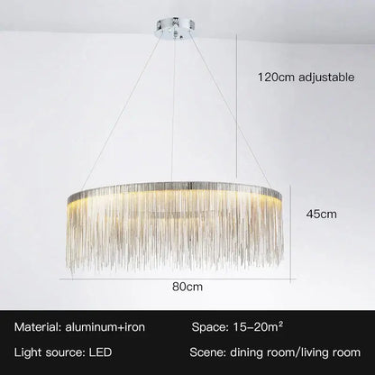 Modern gold led tassel chandelier pendant light for living room