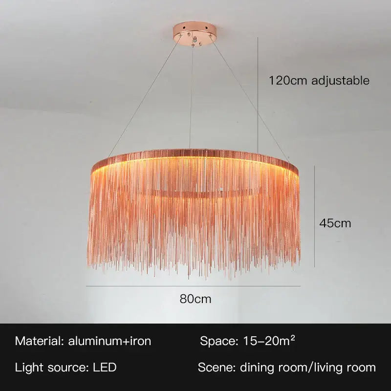 Modern gold led tassel chandelier pendant light for living room