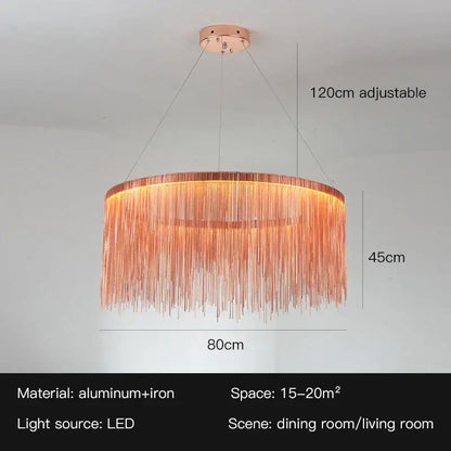 Modern gold led tassel chandelier pendant light for living room