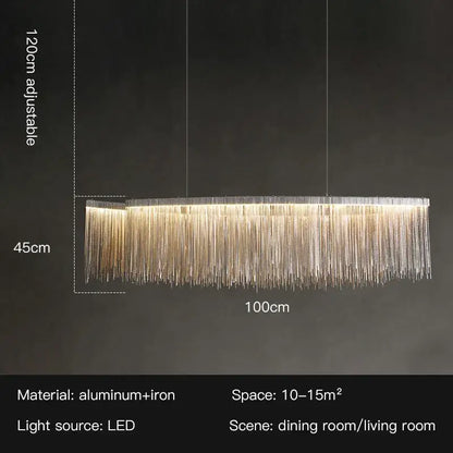 Modern gold led tassel chandelier pendant light for living room