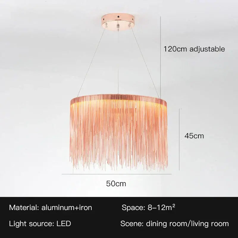 Modern gold led tassel chandelier pendant light for living room