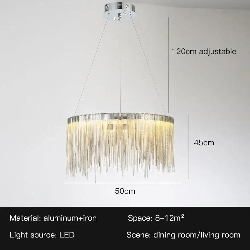 Modern gold led tassel chandelier pendant light for living room