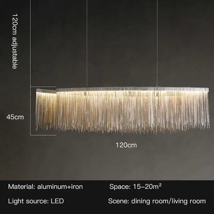 Modern gold led tassel chandelier pendant light for living room