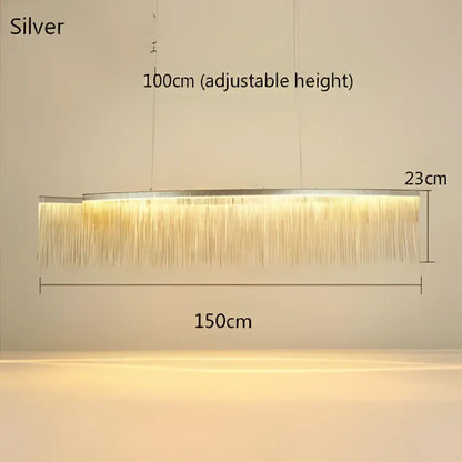 Modern gold led tassel chandelier dining room pendant light