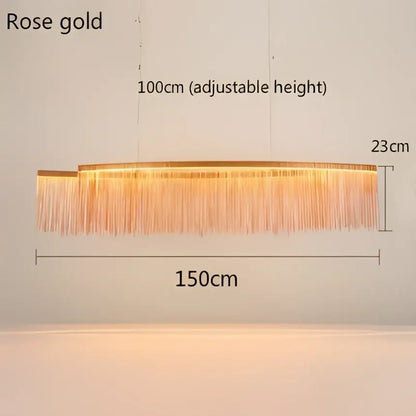Modern gold led tassel chandelier dining room pendant light