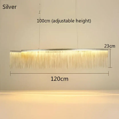 Modern gold led tassel chandelier dining room pendant light