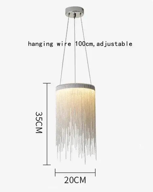 Modern gold led tassel chandelier dining room pendant light