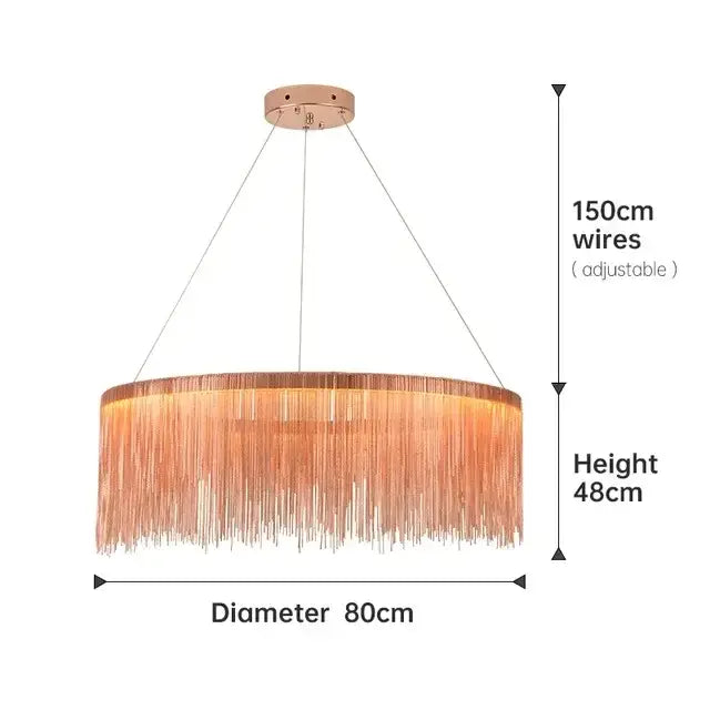 Modern gold led tassel chandelier dining room pendant light