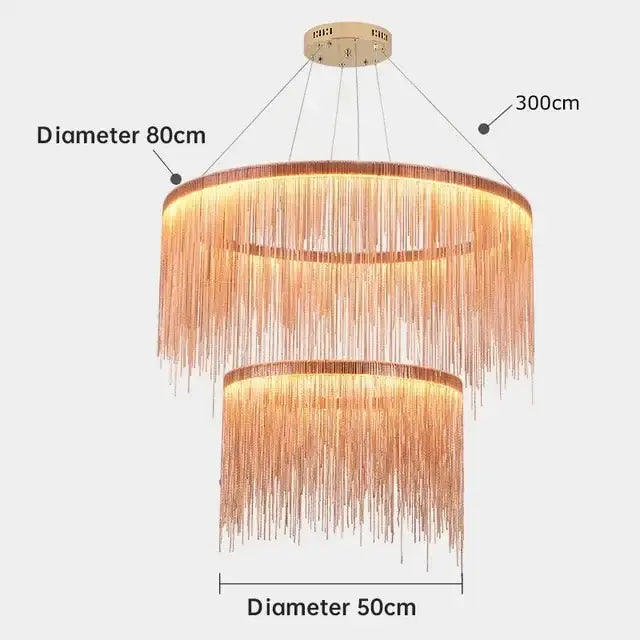 Modern gold led tassel chandelier dining room pendant light