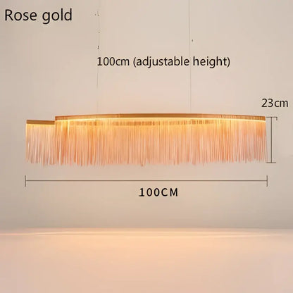 Modern gold led tassel chandelier dining room pendant light