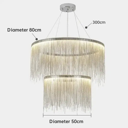 Modern gold led tassel chandelier dining room pendant light