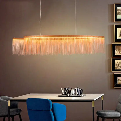 Modern gold led tassel chandelier dining room pendant light