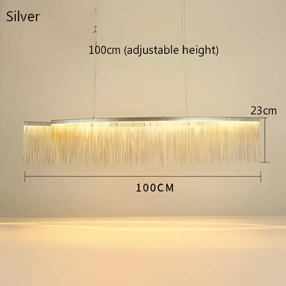 Modern gold led tassel chandelier dining room pendant light