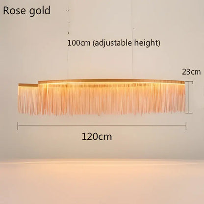 Modern gold led tassel chandelier dining room pendant light