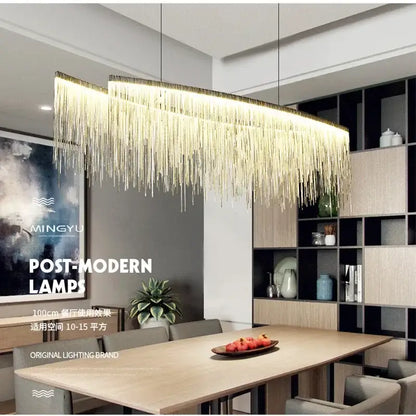 Modern gold led tassel chandelier dining room pendant light