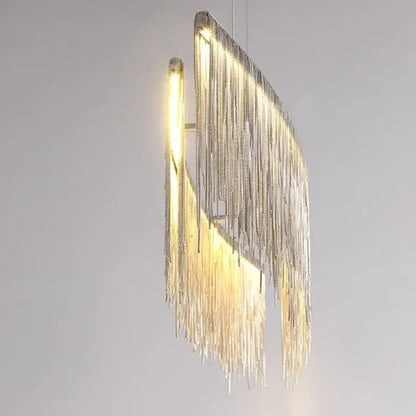 Modern gold led tassel chandelier dining room pendant light