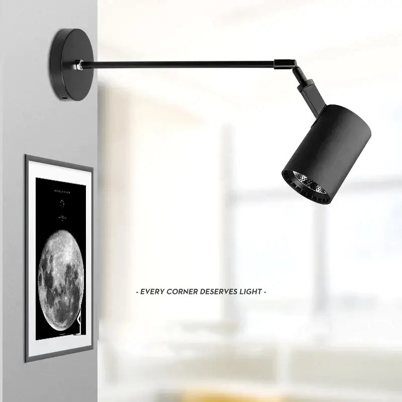 Modern matte black telescopic wall lamps gallery picture light
