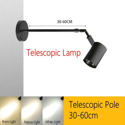 Modern matte black telescopic wall lamps gallery picture light