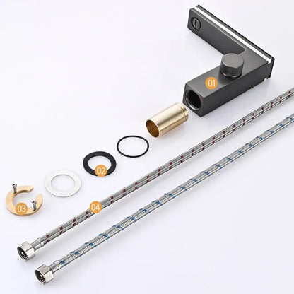 Modern matte black & brushed steel led temperature display basin faucet