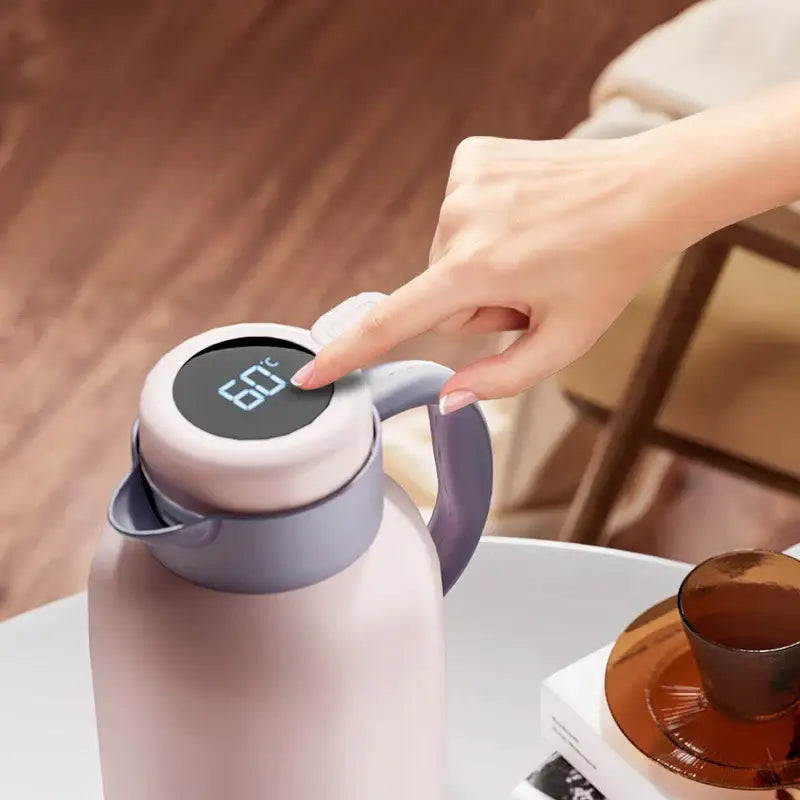 Modern gray & pink led temperature display thermo bottle kitchen jug