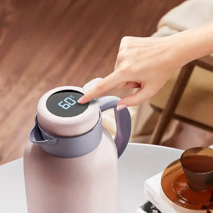 Modern gray & pink led temperature display thermo bottle kitchen jug