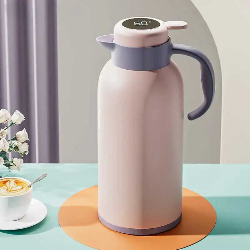 Modern gray & pink led temperature display thermo bottle kitchen jug