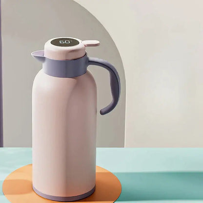 Modern gray & pink led temperature display thermo bottle kitchen jug