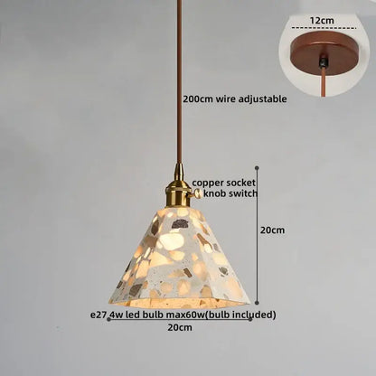 Japanese style white and earthy led terrazzo pendant lights bedroom
