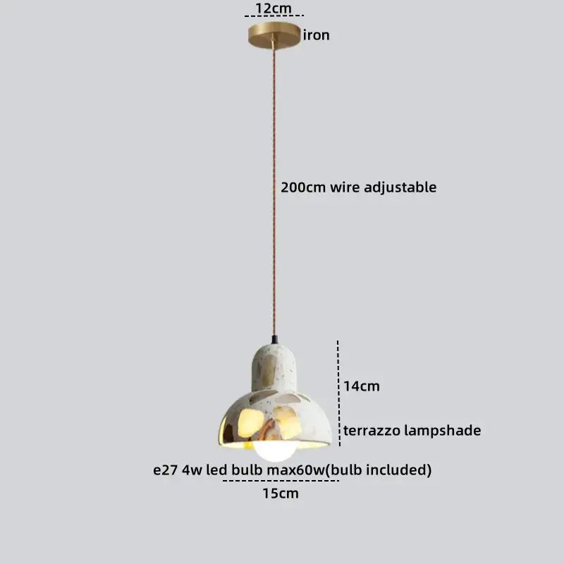 Japanese style white and earthy led terrazzo pendant lights bedroom