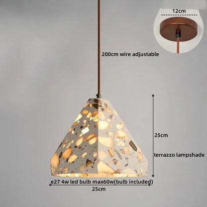 Japanese style white and earthy led terrazzo pendant lights bedroom