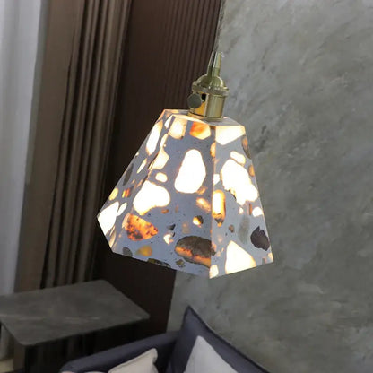 Japanese style white and earthy led terrazzo pendant lights bedroom