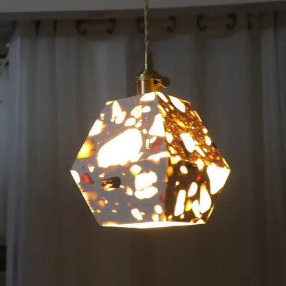 Japanese style white and earthy led terrazzo pendant lights bedroom