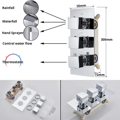 Modern chrome led thermostatic shower faucet bathroom rain mixer tap