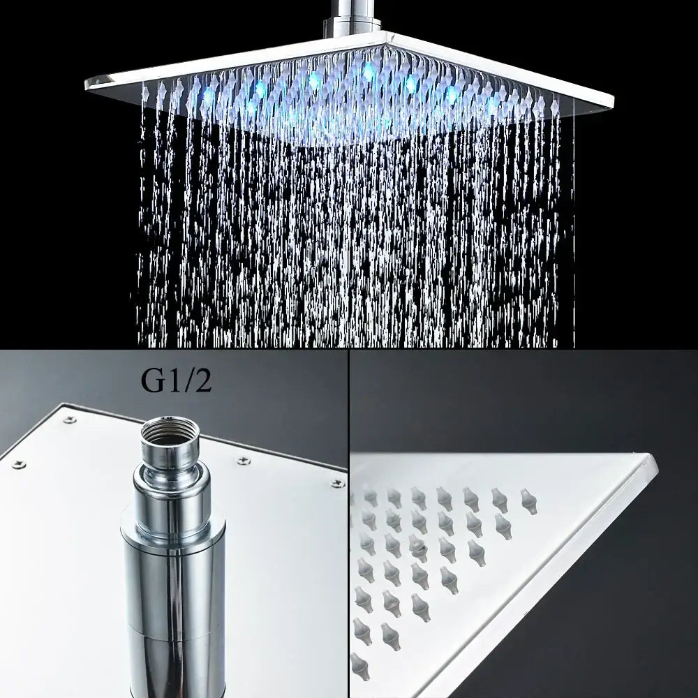 Modern chrome led thermostatic shower faucet bathroom rain mixer tap