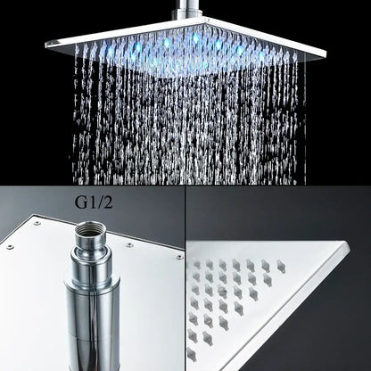 Modern chrome led thermostatic shower faucet bathroom rain mixer tap