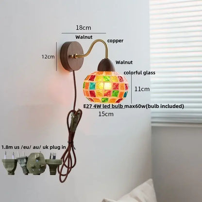 Tiffany style colorful mosaic glass sconce stair wall light