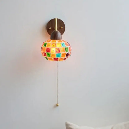 Tiffany style colorful mosaic glass sconce stair wall light