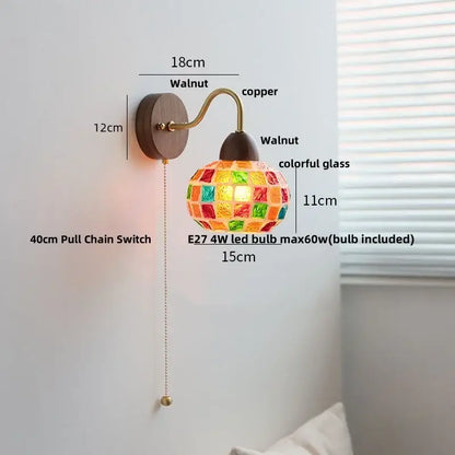 Tiffany style colorful mosaic glass sconce stair wall light