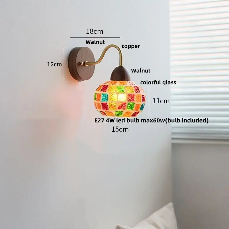 Tiffany style colorful mosaic glass sconce stair wall light