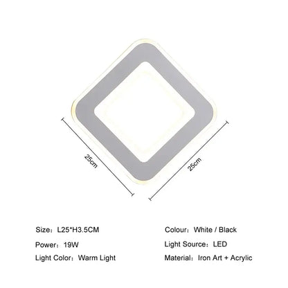 Modern black & white touch switch wall light bedroom ring lamp