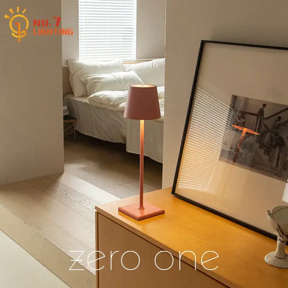 Minimalist pastel led touch table lamp for bedroom usb charging