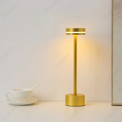 Modern minimalist metallic led touch table lamp for bedroom