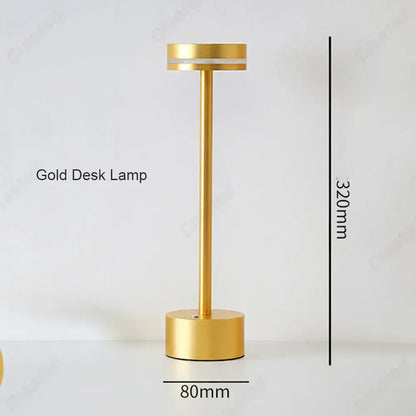 Modern minimalist metallic led touch table lamp for bedroom