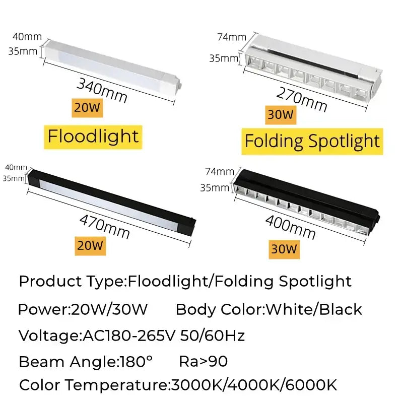 Modern black led track lamps living room spotlight system