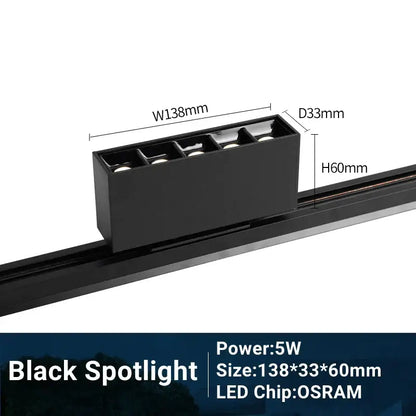 Modern black & white led track light living room linear grille spot