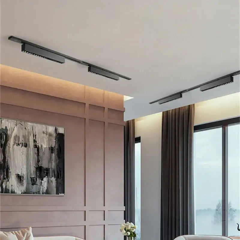Modern black & white led track light living room linear grille spot